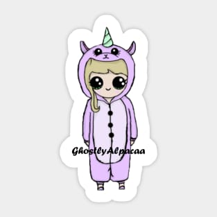 GhostlyAlpacaa in an Alpaca Onesie - with name Sticker